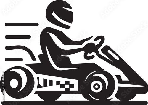 black go kart silhouette vector icon, go kart logo vector,