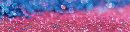 Close-up of pink cricket pitch, defocused blue particles, sharp and vivid