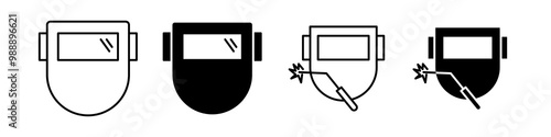 Welding safety helmet icon set