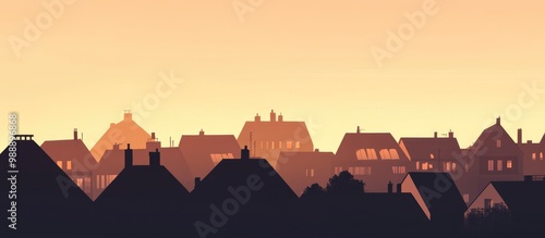 Silhouette of rooftops against a light backdrop