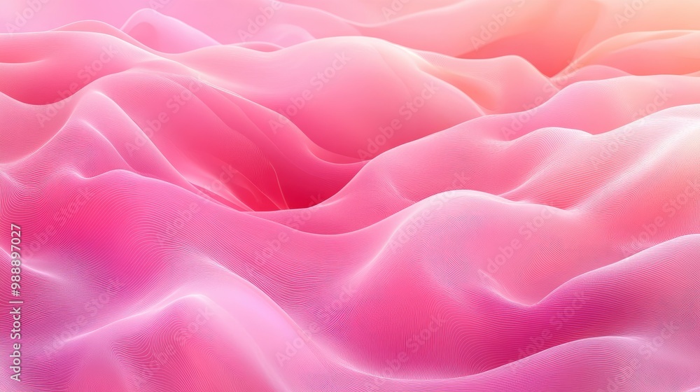 Obraz premium Dynamic pink gradient background with fluid waves, adding a refreshing and vibrant touch to your eco-friendly and nature-themed projects