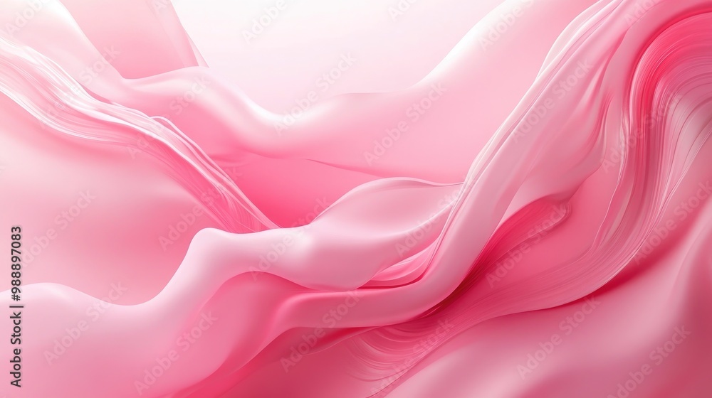 Obraz premium Dynamic pink gradient background with fluid waves, adding a refreshing and vibrant touch to your eco-friendly and nature-themed projects