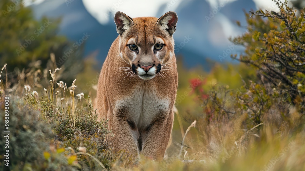Obraz premium Puma in Torres del Paine National Park - A Stunning Capture of Wildlife