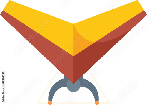 Person is hang gliding through the air with a yellow and brown hang glider