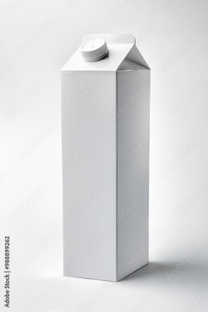 Uma caixa branca de leite, sem rótulo e sem logotipo, com fundo infinito branco. Mockup. Uma caixa branca de leite, sem rótulo e sem logotipo, com fundo infinito branco. Mockup.