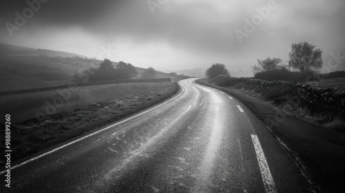 long road Capturing the Long Desert Road to the hill before the sea under