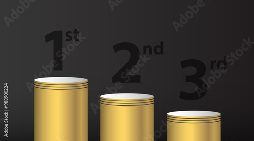 1st 2nd 3rd Place Gold podium with green background Illustration