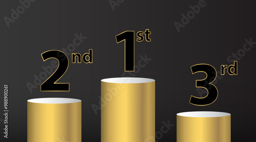 1st 2nd 3rd Place Gold podium with green background Illustration