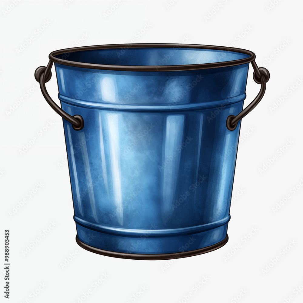 Blue Metal Bucket with Black Handles Isolated Blue Metal Bucket with Black Handles Isolated