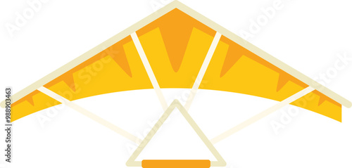 This minimalist vector illustration features a yellow hang glider, emphasizing the freedom and exhilaration of flight