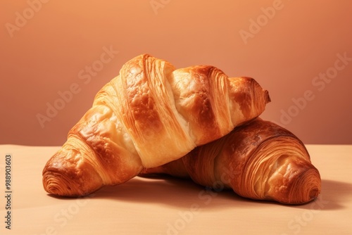 Croissants bread food viennoiserie. photo