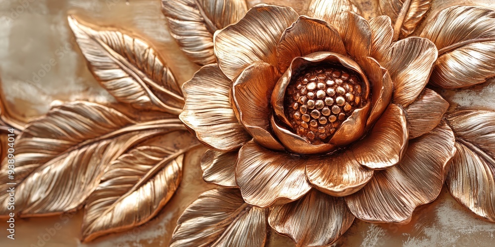 Intricate Carved Rose Gold Flower Detail Intricate Carved Rose Gold Flower Detail