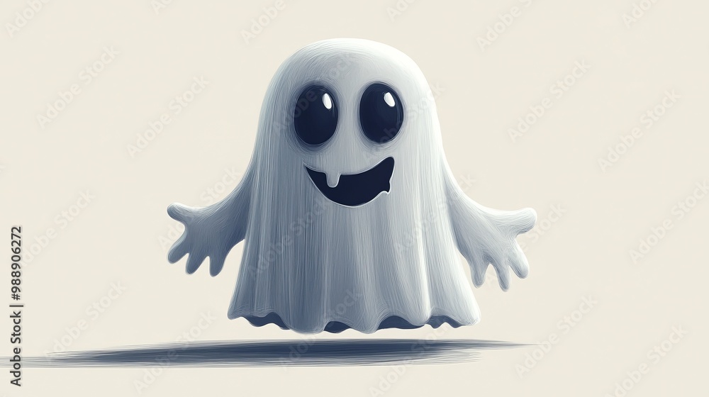 A friendly, cartoon ghost, drawn against a plain white backdrop. A friendly, cartoon ghost, drawn against a plain white backdrop.