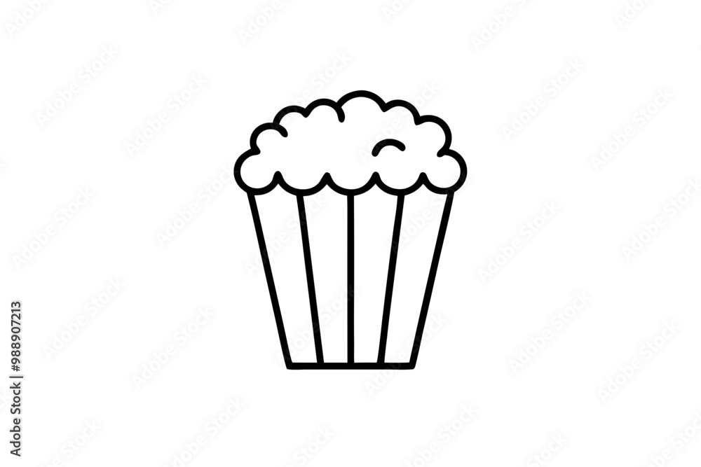 pop corn silhouette vector icon, white background