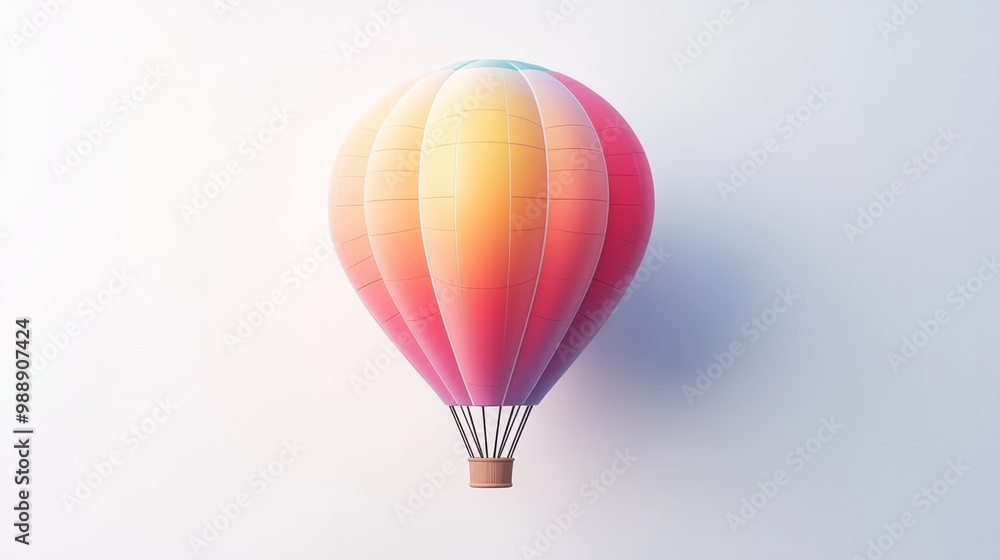 Naklejka premium Abstract hot air balloon design with minimal details, floating on white background.