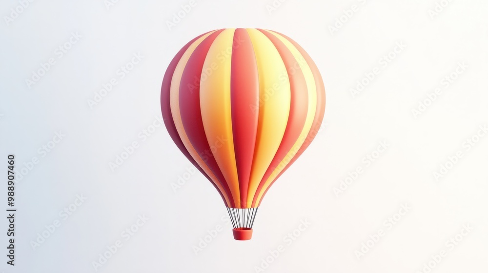 Abstract hot air balloon design with minimal details, floating on white background. Abstract hot air balloon design with minimal details, floating on white background.