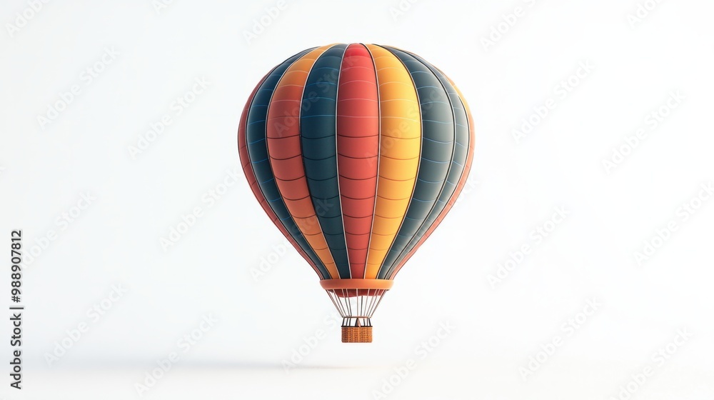 Obraz premium Abstract hot air balloon in a minimalist style, isolated on white background.