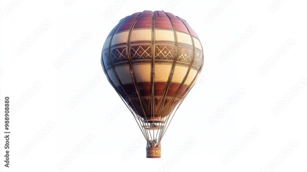 Naklejka premium Giant hot air balloon with a futuristic design, isolated against a bright white background.