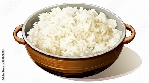 A Brown Bowl Filled with Cooked White Rice