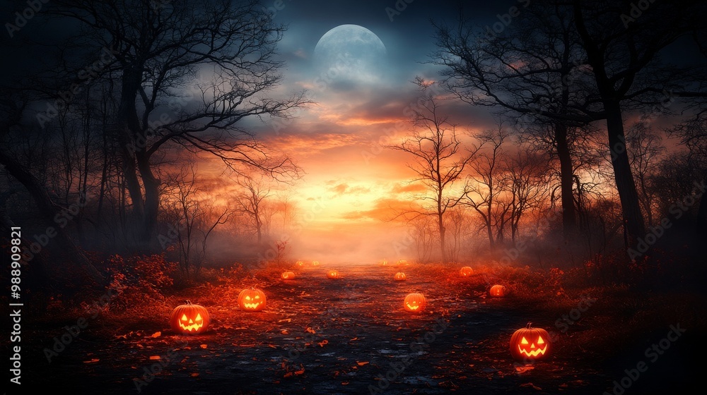 Halloween Jack o Lanterns Forest Path Halloween Jack o Lanterns Forest Path