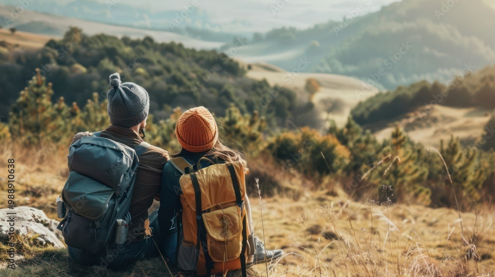 A couple enjoying a scenic view during their travel adventure A couple enjoying a scenic view during their travel adventure