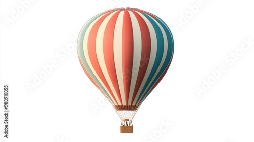 Hot air balloon with sunburst patterns, isolated on a clear white background.