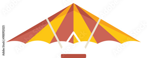 Simple vector illustration of a hang glider with a striped pattern, isolated on a white background