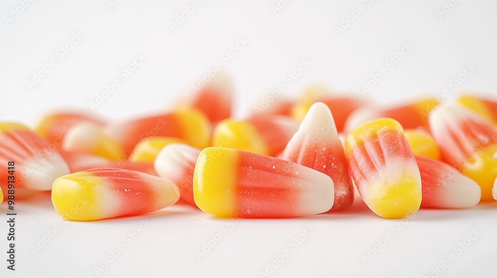 Spooky corn candies, ready for Halloween, against a white backdrop. Spooky corn candies, ready for Halloween, against a white backdrop.
