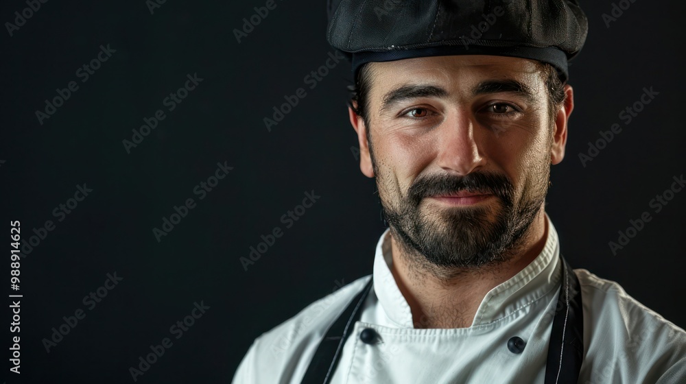 Portrait of a chef with a hat and apron Portrait of a chef with a hat and apron