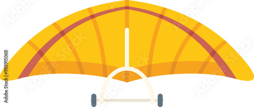 Yellow hang glider with wheels standing on the ground in anticipation of an exciting flight