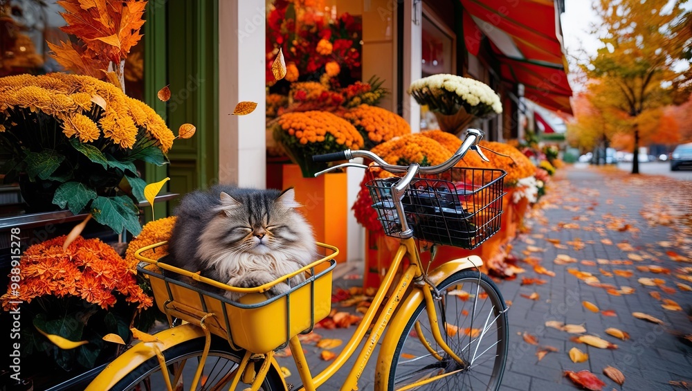 Naklejka premium cat on the bicycle