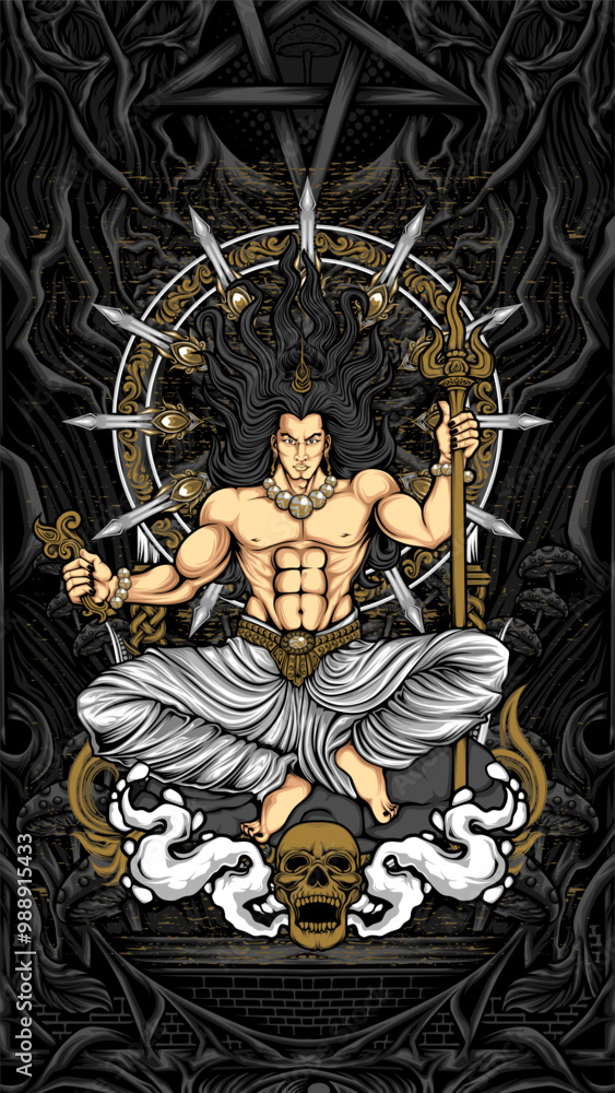 Fototapeta premium krishna sit on the rock