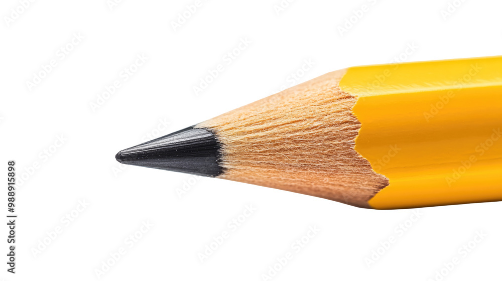 Yellow pencil isolated on white background, perfect for school and art, showcasing its sharp lead and wooden design Yellow pencil isolated on white background, perfect for school and art, showcasing its sharp lead and wooden design