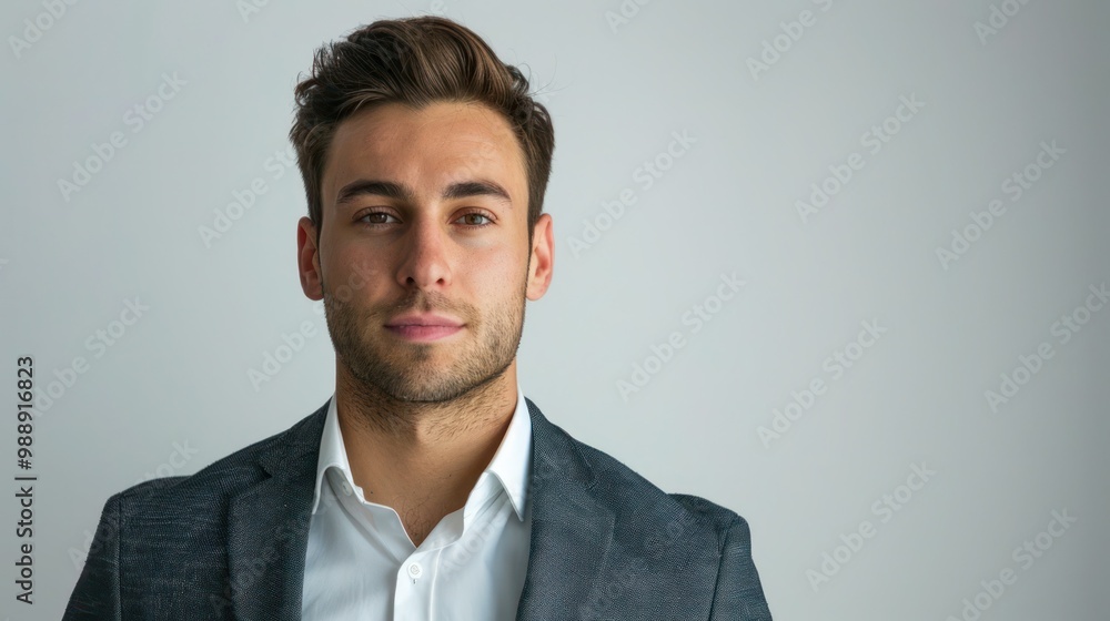 Portrait with a plain white background for a clean look Portrait with a plain white background for a clean look