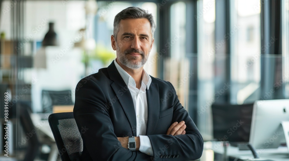 Professional corporate portrait of a CEO in an office Professional corporate portrait of a CEO in an office