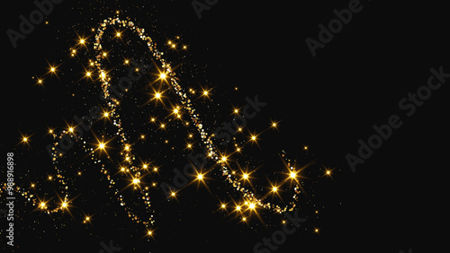 Gold glittering confetti wave and stardust