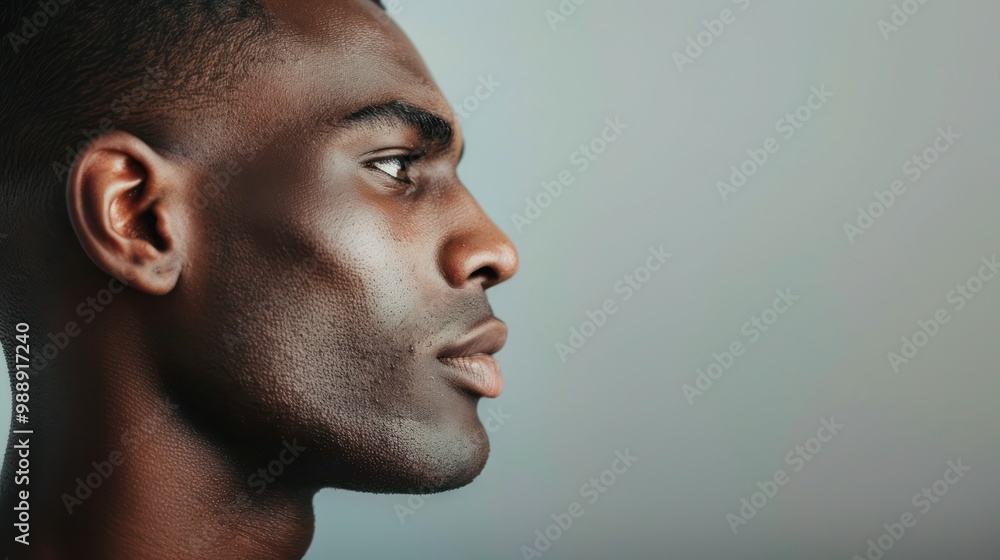 Profile portrait of a man with a strong jawline Profile portrait of a man with a strong jawline
