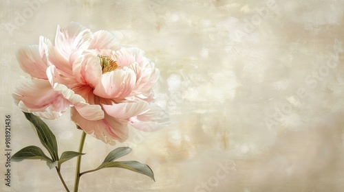 Elegant print of a single peony flower