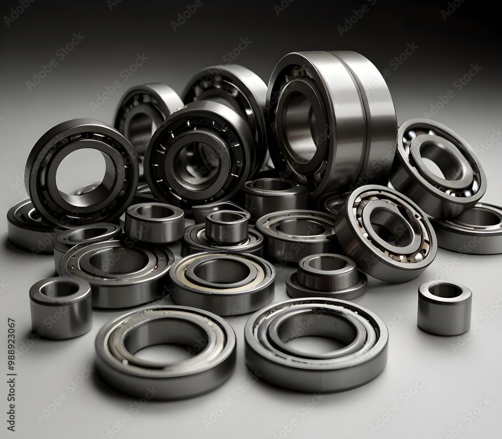 Set of metal ball bearings in various sizes isolated on a white background ai gegerate Set of metal ball bearings in various sizes isolated on a white background ai gegerate