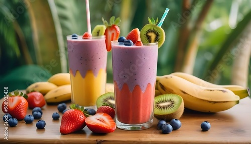 Sweet smoothie with fresh fruits