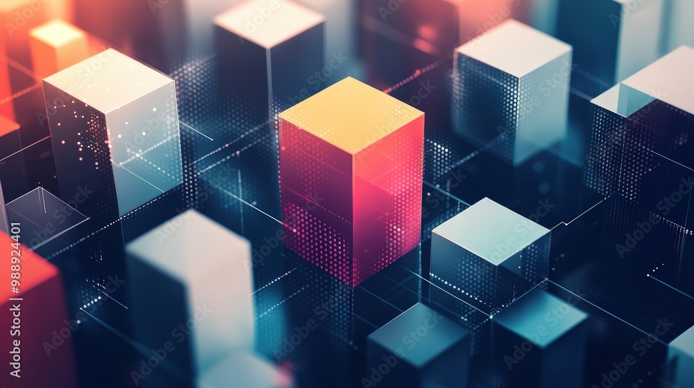 Abstract Geometric Cubes Background in Minimalist Vector Illustration with Copy Space. Abstract Geometric Cubes Background in Minimalist Vector Illustration with Copy Space.