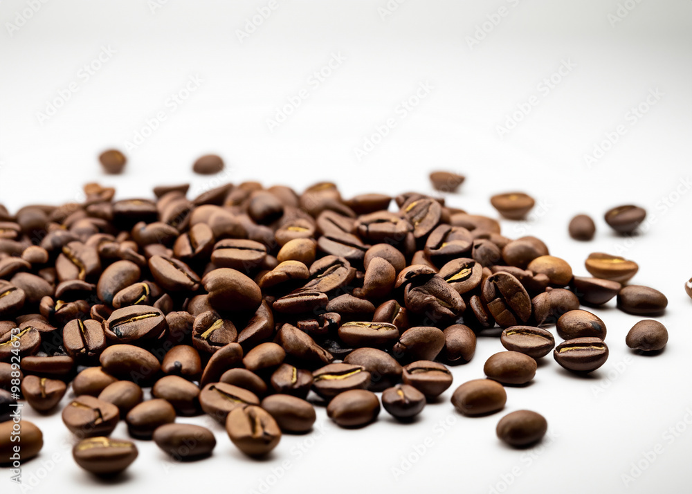 A Close-Up View of Freshly Roasted Coffee Beans Displaying Their Rich Brown Color and Textured Surface A Close-Up View of Freshly Roasted Coffee Beans Displaying Their Rich Brown Color and Textured Surface