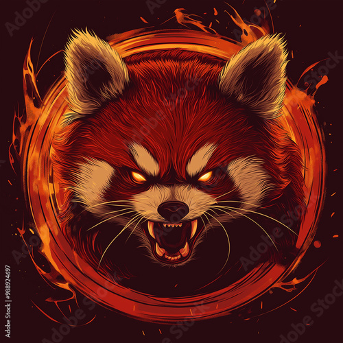 A fierce red panda, game icon, game element, Illustration photo