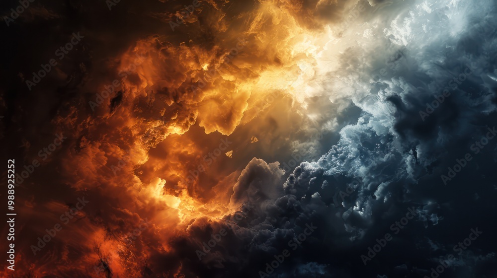 Fototapeta premium Light and darkness intertwined in the sky, a visual representation of balance