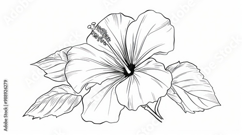 Fototapeta Naklejka Na Ścianę i Meble -  Simple outline of a hibiscus flower