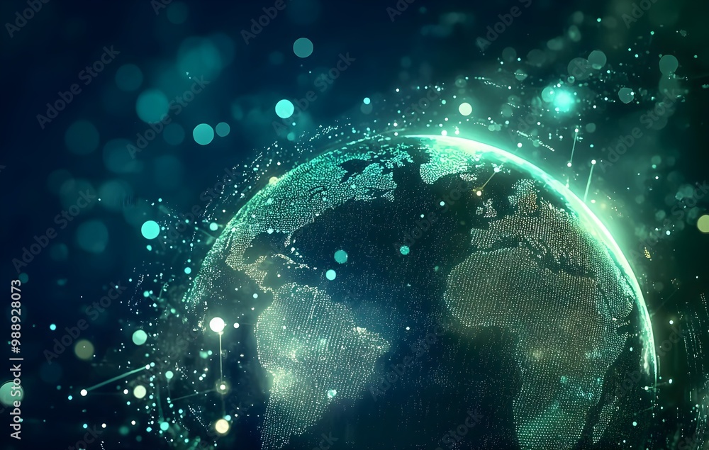 Fototapeta premium Glowing Digital Art Representation of Earth