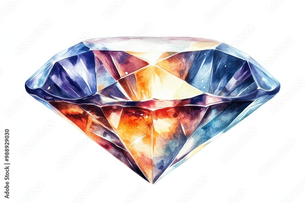 Colorful celestial diamond, white isolate background.