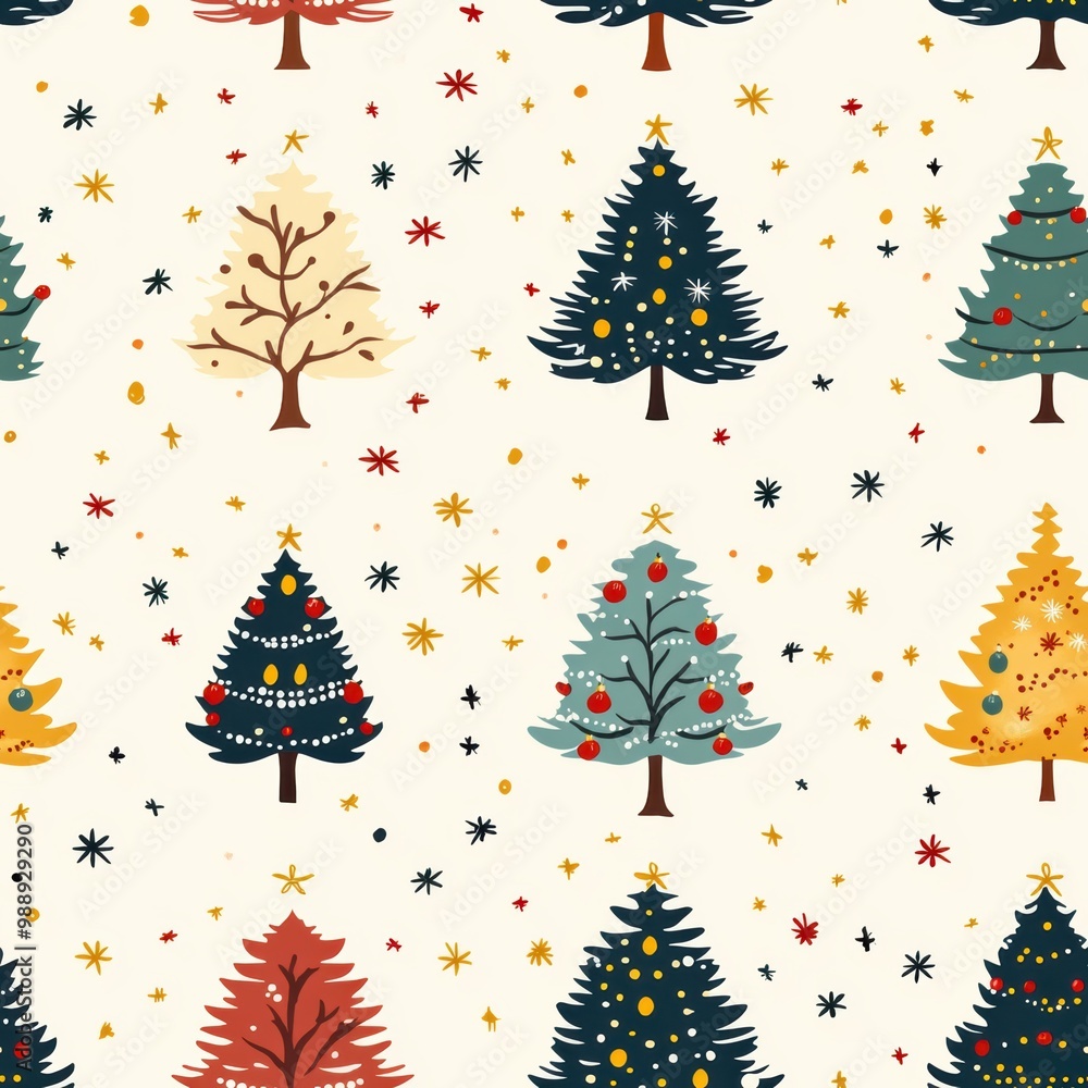 Colorful Christmas tree pattern on a light background. Colorful Christmas tree pattern on a light background.