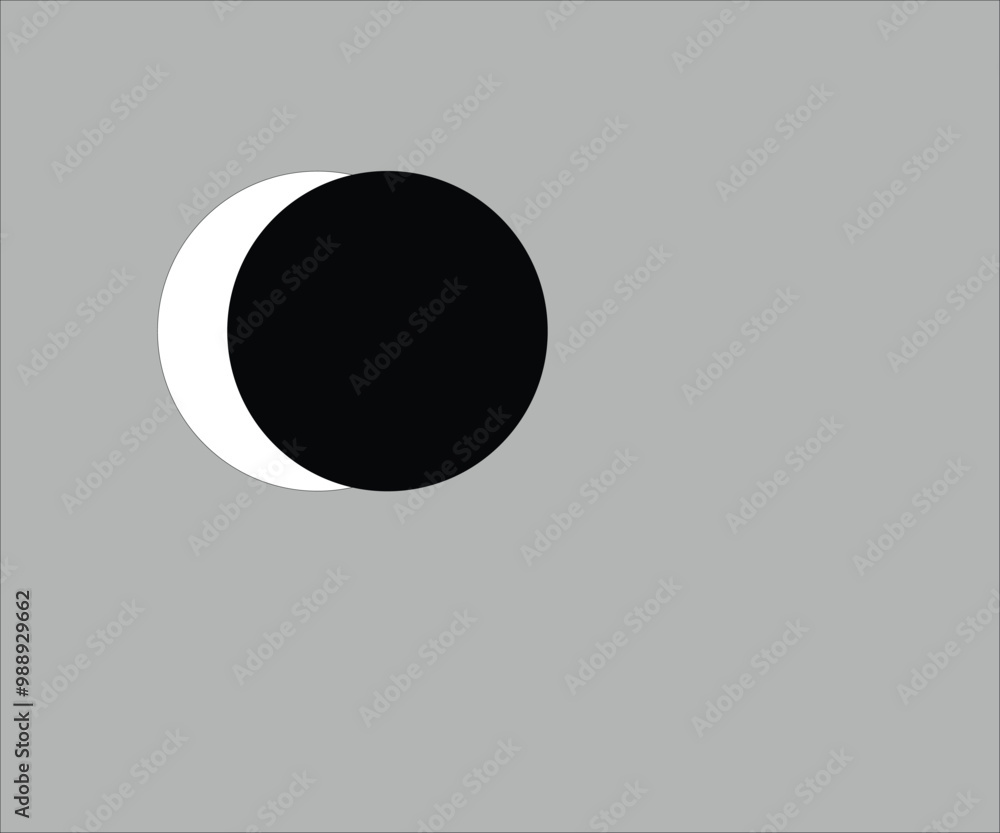 Illustration of a circle White boll Half moon Illustration of a circle White boll Half moon