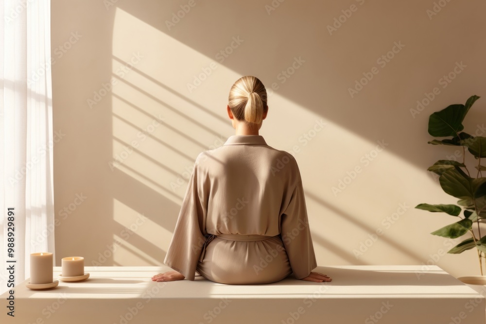 Woman getting massage at spa resort sitting window adult. Woman getting massage at spa resort sitting window adult.